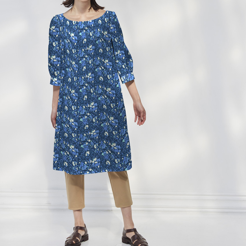 CRA-SEW collection ローン生地 CICAを使ったパフスリーブのワンピース
