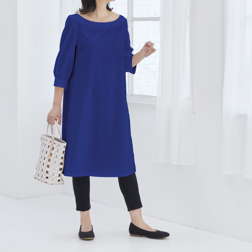 CRA-SEW collection ローン生地 CICAを使ったパフスリーブのワンピース