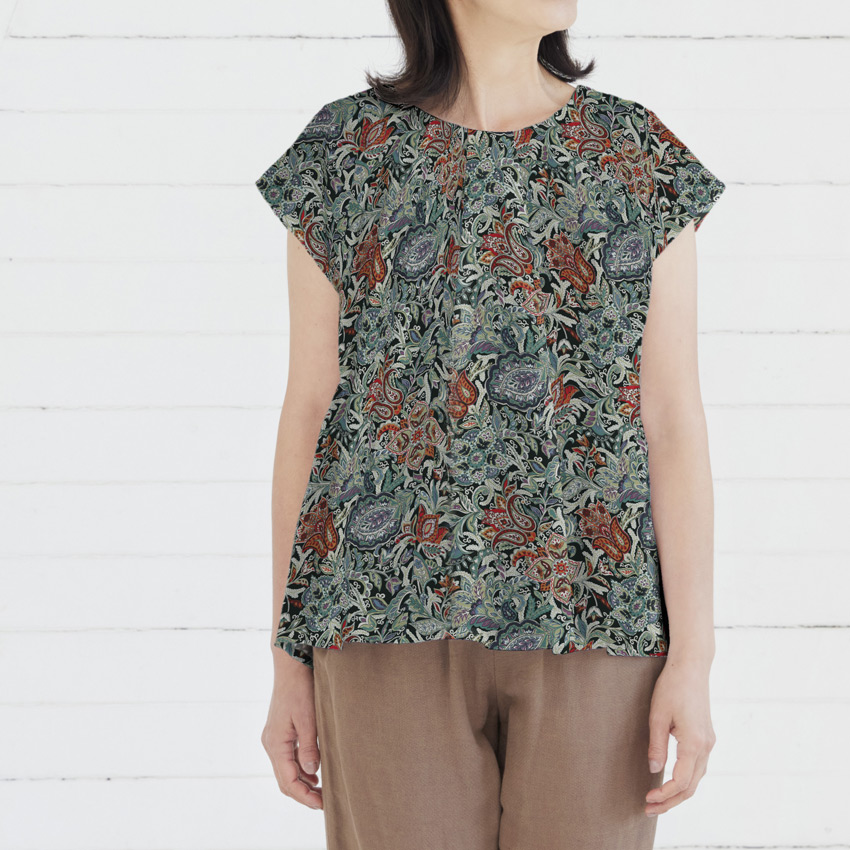CRA-SEW collection ローン生地 SilkyAngelを使ったタックフレンチブラウス