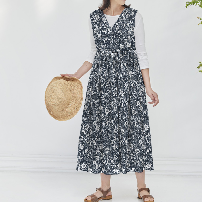 CRA-SEW collection ローン生地 SilkyAngelを使ったロングワンピース