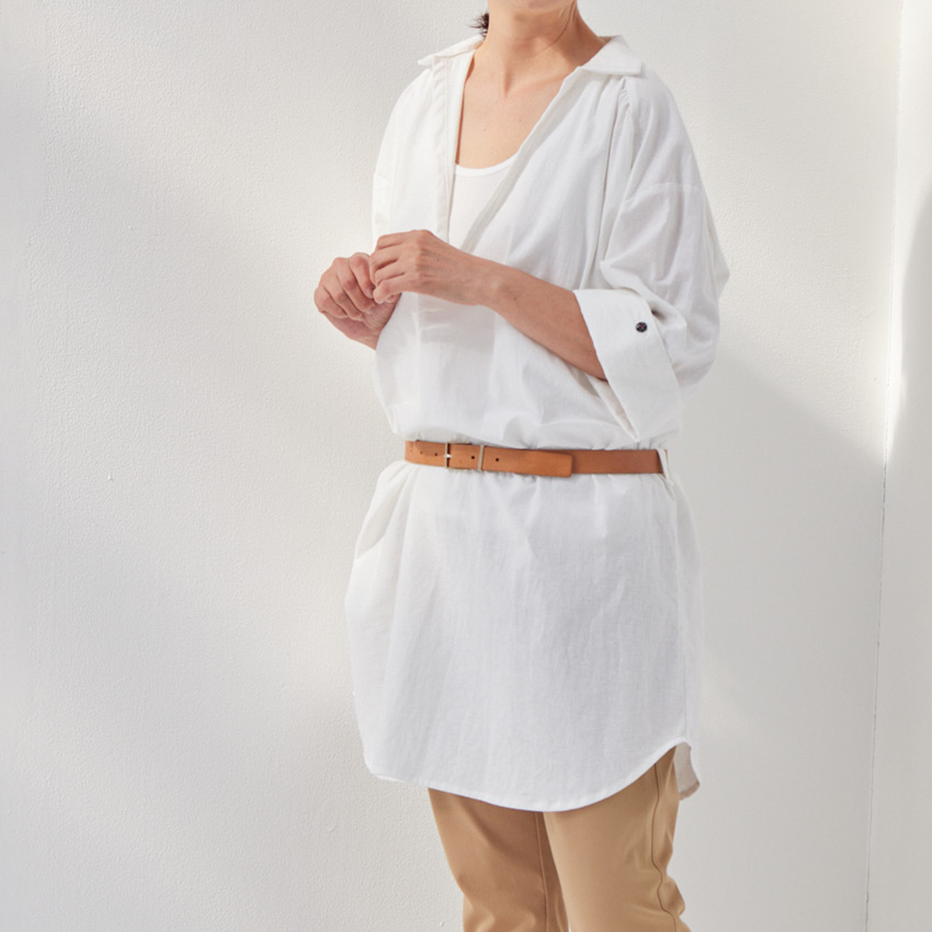 CRA-SEW collection 綿麻シーチング生地 LUNAを使ったスキッパー風チュニック