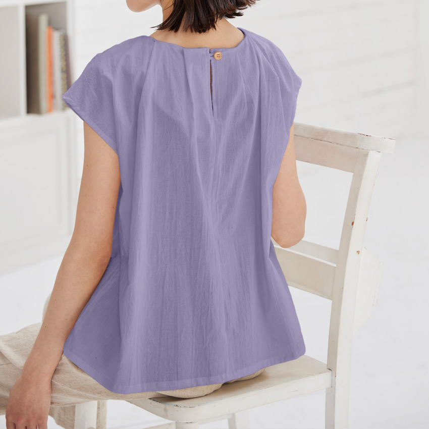 CRA-SEW collection 50ボイル天日干し 無地を使ったタックフレンチブラウス