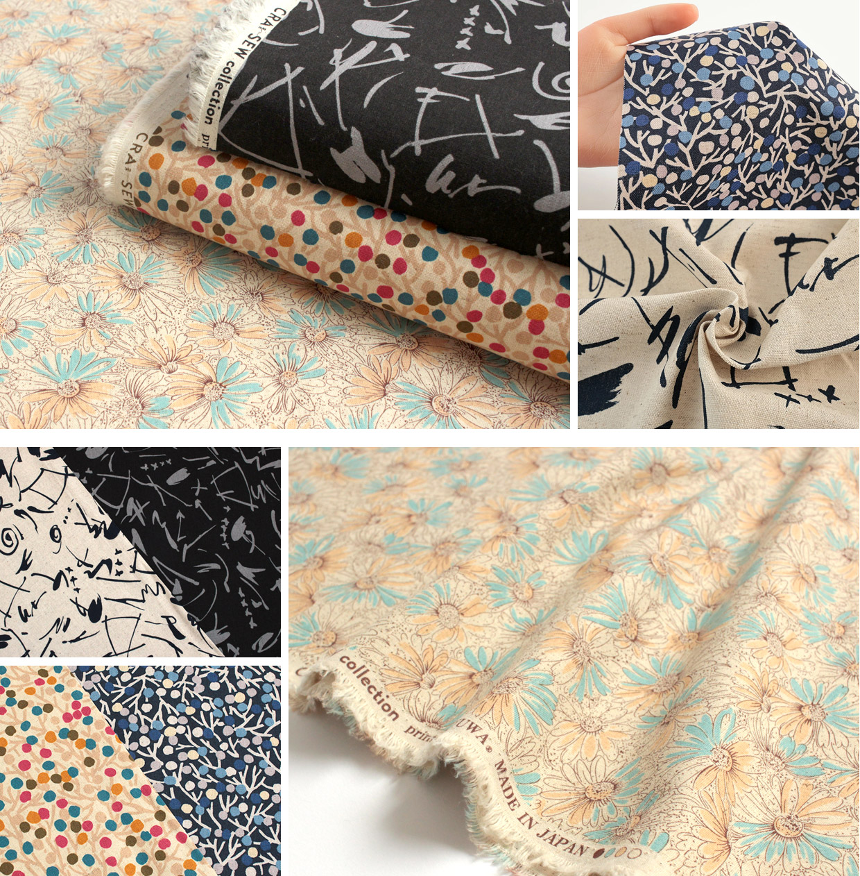 CRA-SEW collection 綿麻キャンバスプリント生地 RS加工
