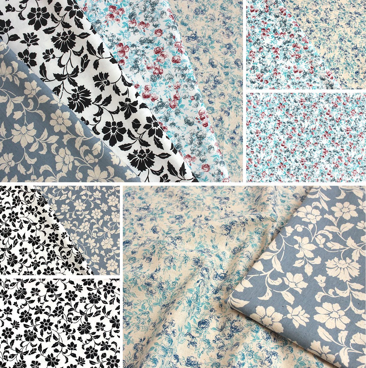 CRA-SEW collection 綿麻シーチング 花柄